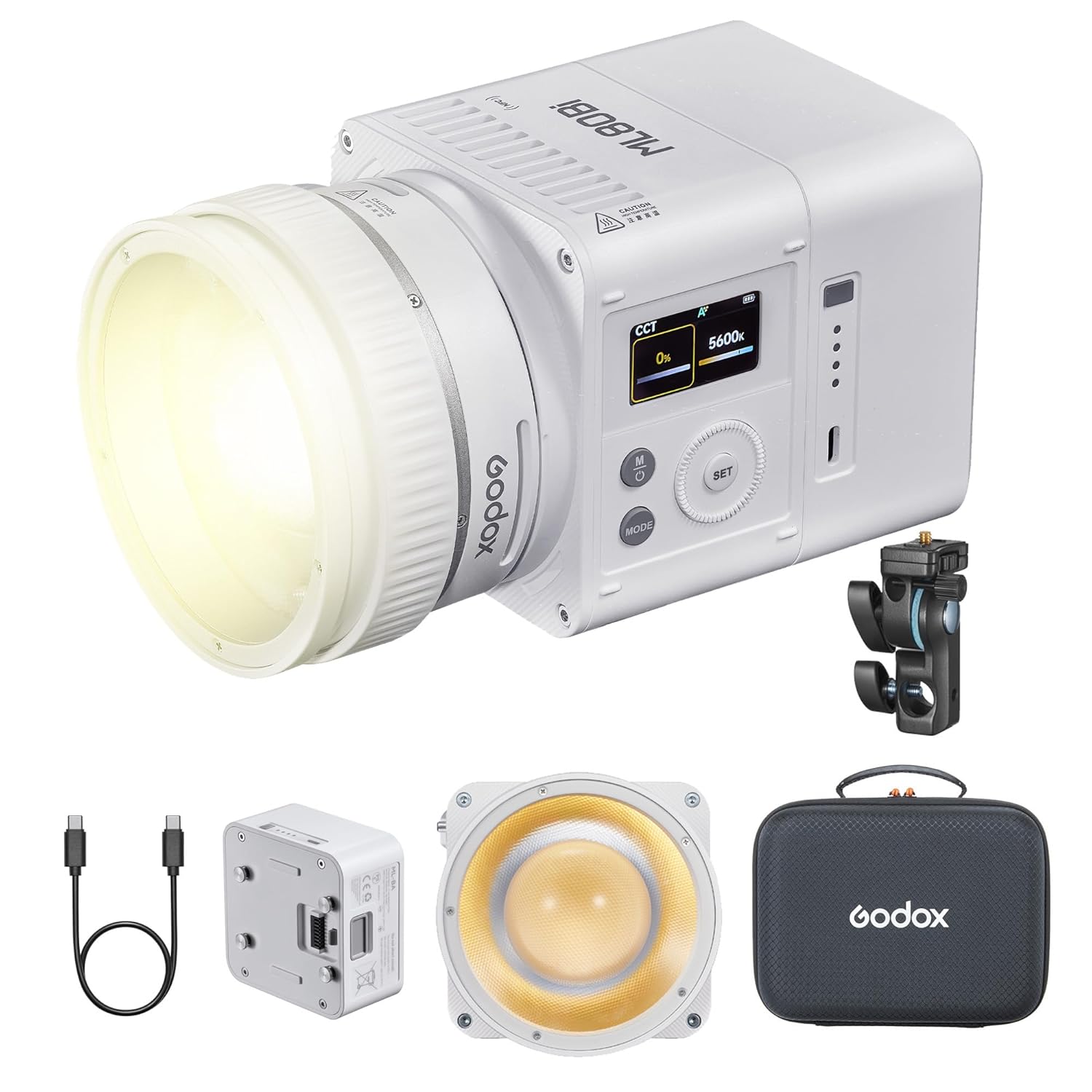 GODOX ML80Bi LED Video Light with Battery, Bi-Color 2800K-6500K,Portable Handheld Mini Led Photo Monolight, 6600 mAh, CRI 96+ TLCI 97+,29600Lux@1m,Support NFC&APP, for Filmmakers, Studios